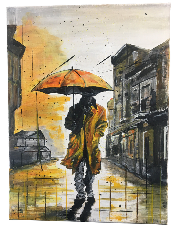 L'homme au parapluie jaune