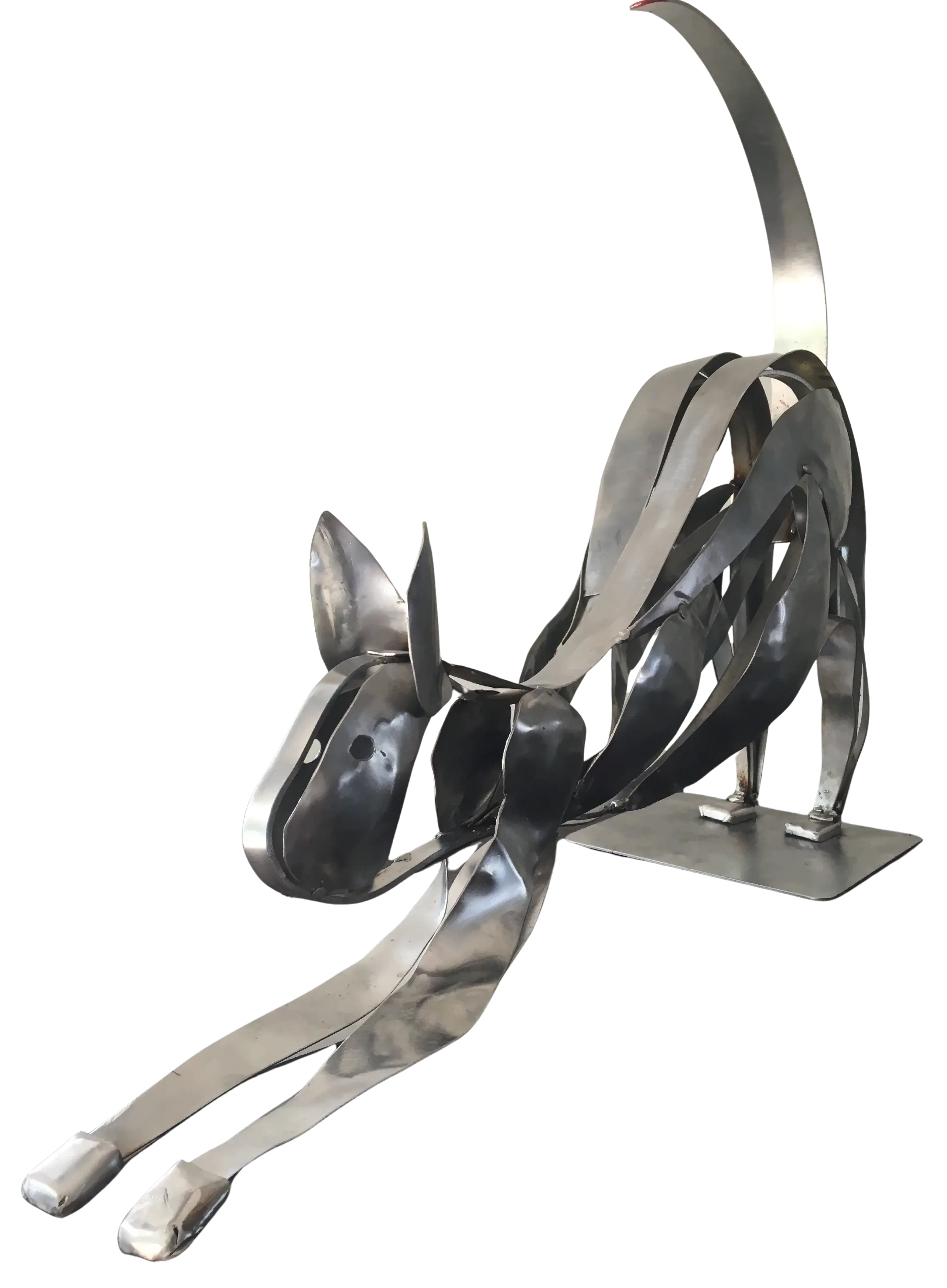 Chat qui s'étire Chat qui s'étire -Sculpture Chat AMupcycling – modèle 3 - Réalisé en inox pour décoration intérieur L 80 cm h 25 cm
