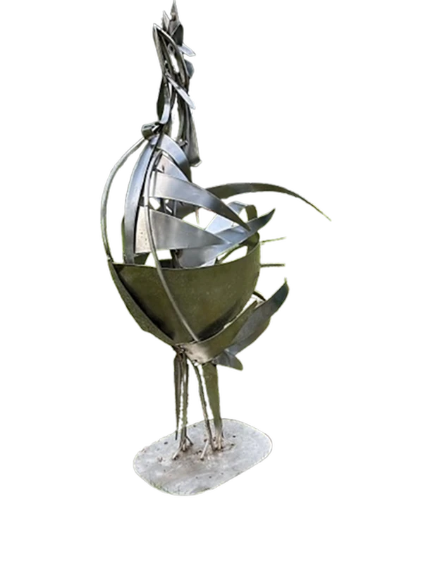 Cocorico - Réalisé en inox pour décoration de jardin h 70 cm