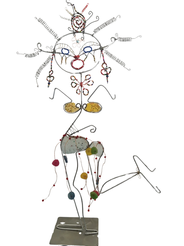 Danseuse brésienne - Silhouette en fil de fer et perles. H 35 cm