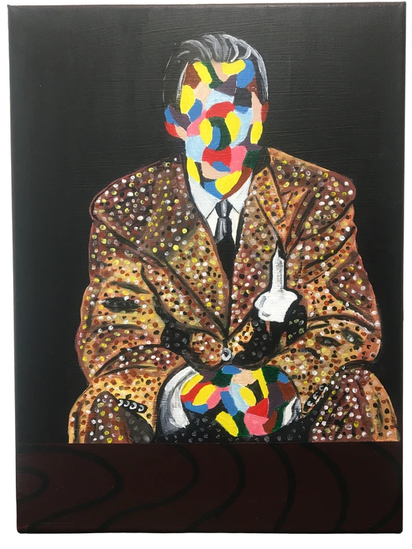 Costume à pois Costume à pois - Acrylique sur toile 29X41 inspiré d'un peintre américain