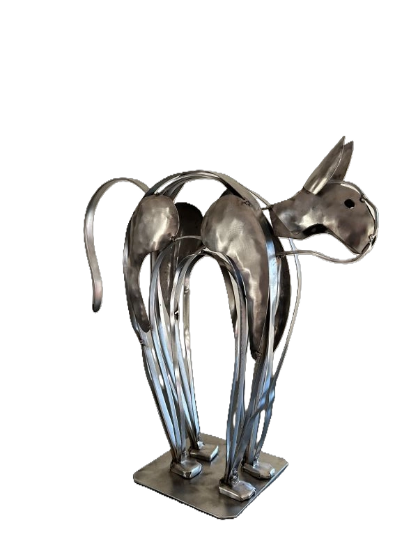 Chat gros dos Chat gros dos - Réalisé en inox - H50cm - L45