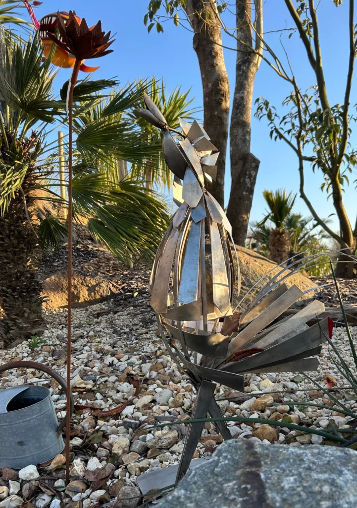 détail tête patriache - Coq de clocher -Coq inox pour décoration de jardin H 70CM