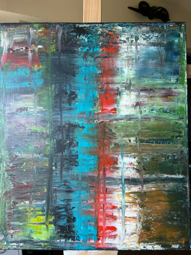 Reflets - Tableau acrylique sur toile méthode raclage 55 X 46