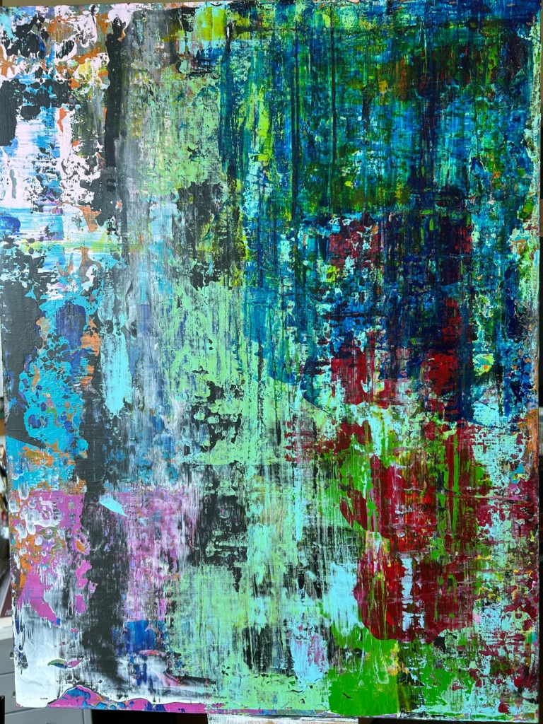 Tableau acrylique méthode raclage - Tableau méthode raclage 60 X 45